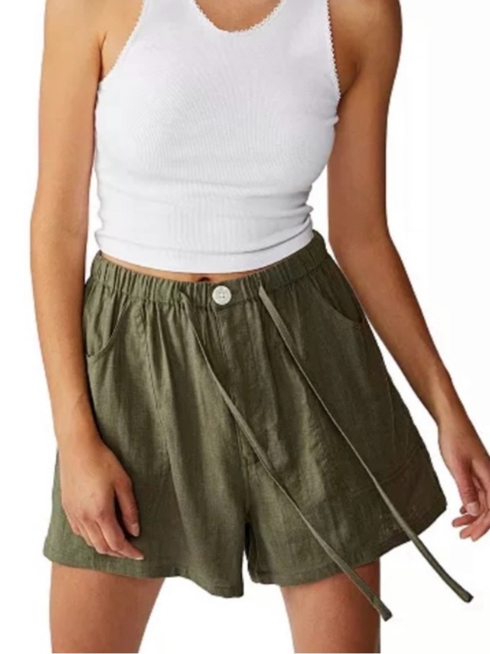 Cotton On Olive Green Women's Casual Elastic-Waist Shorts